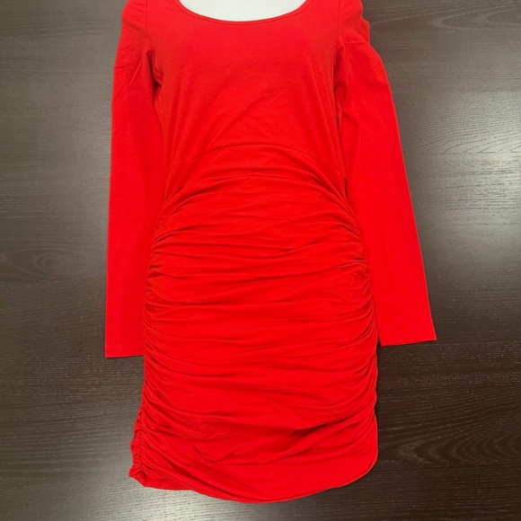 Express Red Ruched Dress - Picture 3 of 4